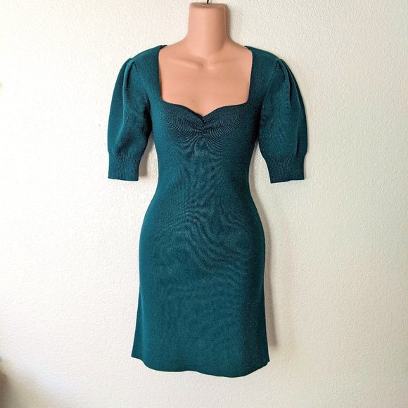 Emerald Green Mini Sweater Dress by Forever 21- Size M - Picture 2 of 5